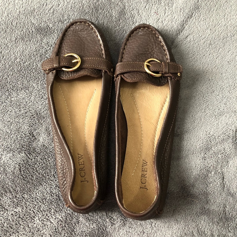 NWOT J. Crew brown leather loafers, 8